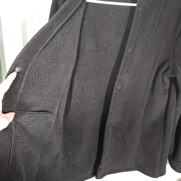 Cuddl Duds Women's XS Fleece Sherpa Snap Front Hooded Black Jacket - Picture 7 of 10